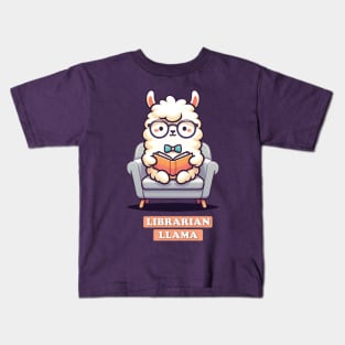 Librarian llama Reading A Book | Adorable Llama Bookworm | Cozy Reading Moments Kids T-Shirt